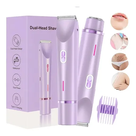 Depiladoras De Bikini Para Mujer Electrica Doble Cabeza 2in1 Violeta