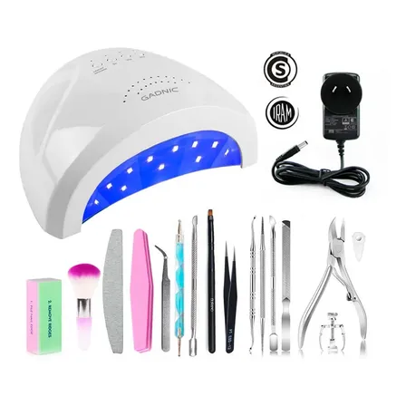 Kit Herramientas Manicura Pedicura Gadnic + Cabina Para Uñas UV 24 LEDs 48W Herramientas Base Imantada