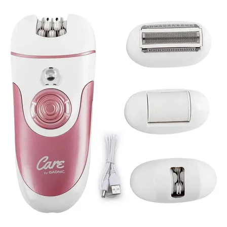 Gadnic Depiladora Eléctrica Gadnic 3 En 1 Recargable Cabezas Intercambiables Luz Led Velocidades Ajustables