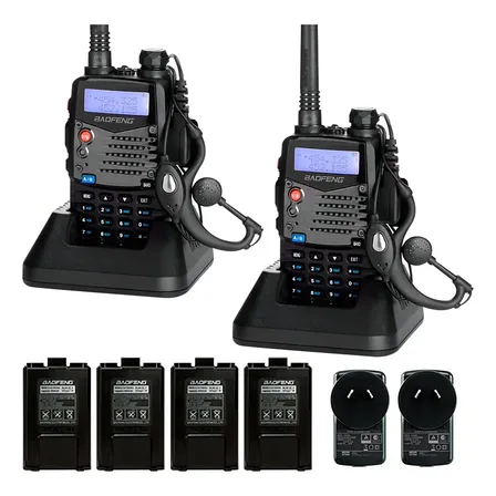 Kit Handies Baofeng Uvra Uhf Vhf Doble Banda Manos Libres Negro Vhf/uhf