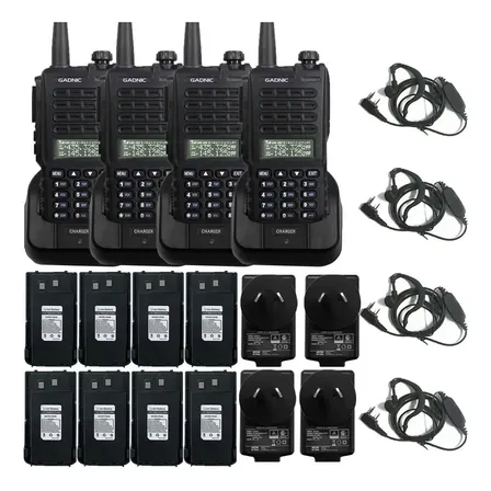 Radio Handy Gadnic Largo Alcance Potencia 10w Bi-Banda Kit X4 Baterías Extra Walkie Talkie