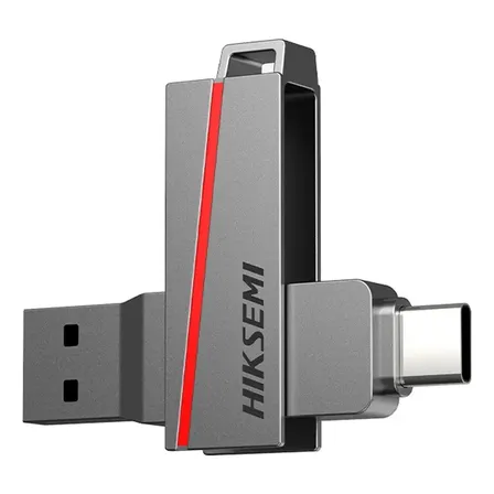 Pendrive 64GB Dual Slim USB 3.2 Tipo C Hiksemi Gris Oscuro