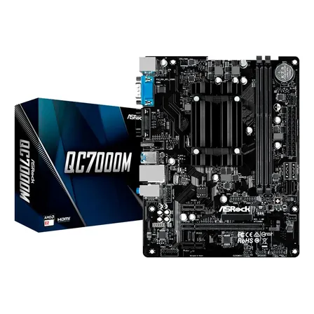 Combo Actualización AMD Motherboard + Procesador ASRock AMD QC7000M HDMI USB 3.2 LAN