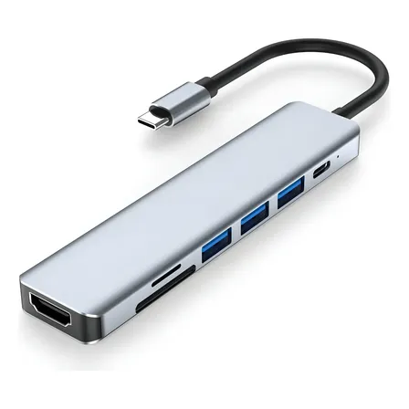 Hub USB C 7 en 1 Phull con HDMI 4K y Lector SD/TF Compatible Mac/PC