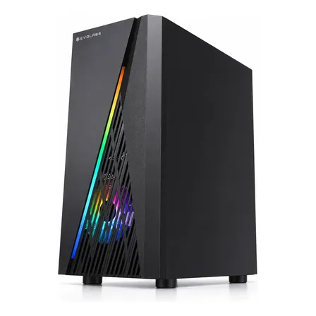 Gabinete Gamer Vidrio Templado 2 Coolers Incluidos Evolabs Streak Evo-105a Panel ARGB Mesh