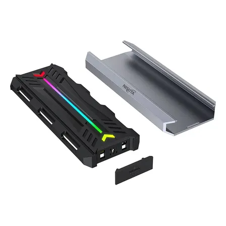 Carry Disk Externo M.2 Nvme Nisuta 10gb/s Led Rgb Usb 3.2 Color Negro/gris