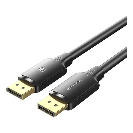Cable Display Port 1.2 Vention - Certificado Profesional - 4K HDR G-Sync HDCP Freesync - Hasta 240hz 32 Gbps - 1 Metro - PVC Negro - Premium Gaming - Para PC Gamer Consola Monitor Pantalla - HAKBF
