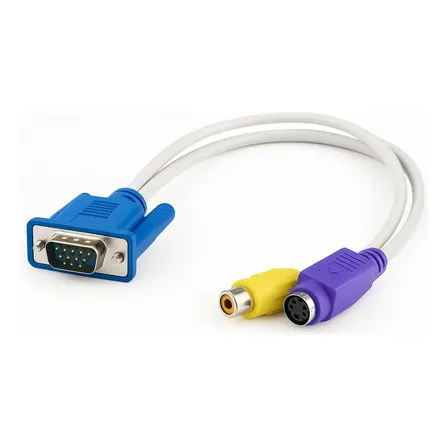 Cable Vga A Rca S-video Adaptador Macho Pc Notebook Led Tv Negro