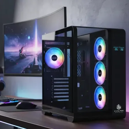 Gabinete Gamer Cubo Evolabs Synergy Evo-400ab Atx 4 Fan Argb Panel Digital