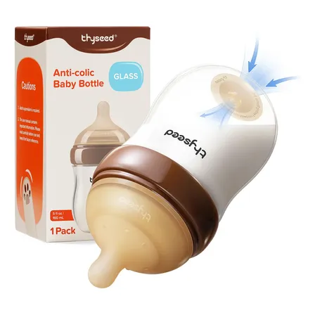 Biberón Thyseed Anti Colic Vidrio 5oz Flujo Lento Blanco