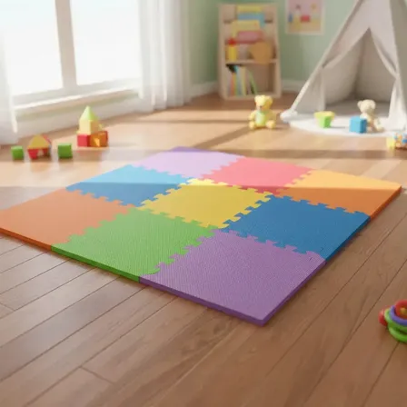 Piso Goma Eva Encastrable 30x30 9p Bordes para Bebés Multicolor Antigolpes