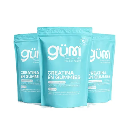 Creatina En Gomitas Monohidratada Micronizada Rinde 3 Meses Sabor Blueberry Sin Azúcar Gummies Masticables Sin Lactosa - GÜM