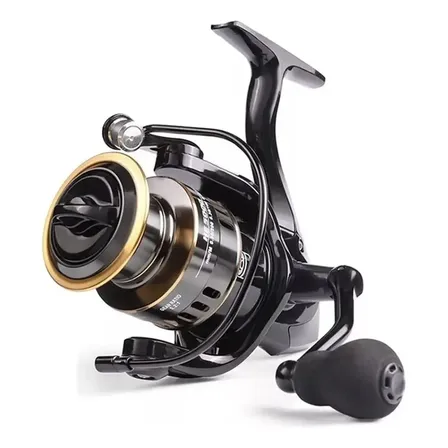 Reel Frontal Amberjack 7000 12 Rul Pesca Variada 10kg Drag Color Negro Y Dorado 7000