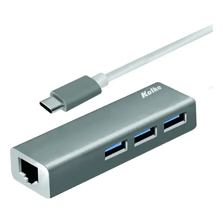 Hub Kolke Kch-427 Usb C + RJ45 Multiplicador Adaptador Ethernet Red