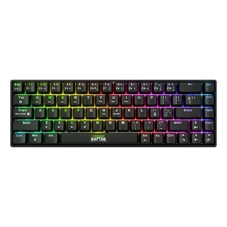 Teclado Mecanico Raptor Fireclaw M68 Wireless Led Outemu Red Negro Español Latinoamérica