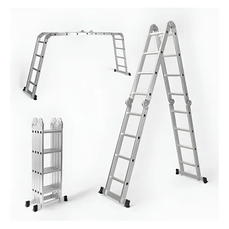 Escalera Articulada Multiproposito 16 Escalones Bestool 4x4 Plateado