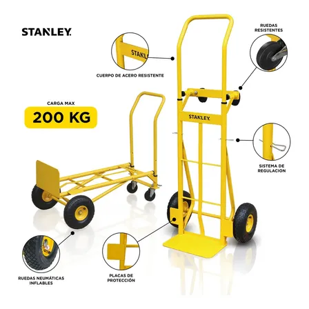 Carro Stanley Plataforma 2 En 1 Acero Mt519 Hasta 200 Kg