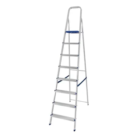 Escalera de aluminio tijera Mor 5106 plateada y azul