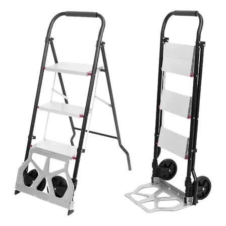 Escalera carrito 2 en 1 Bron by Gadnic Acero 3 escalones carga 150 kg escalera 85 kg carrito