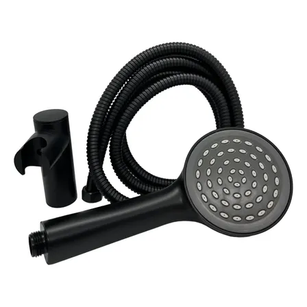 Duchador De Mano Negro C/soporte Y Flexible De 1.80 Mts Negro Mate