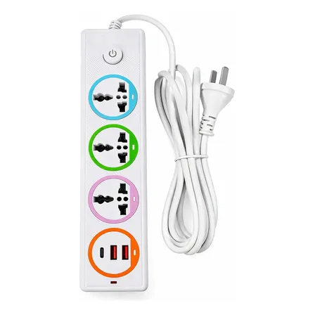 Alargue Multitoma Universal 3 Enchufes + 2 Usb + 1 Tipo Blanco