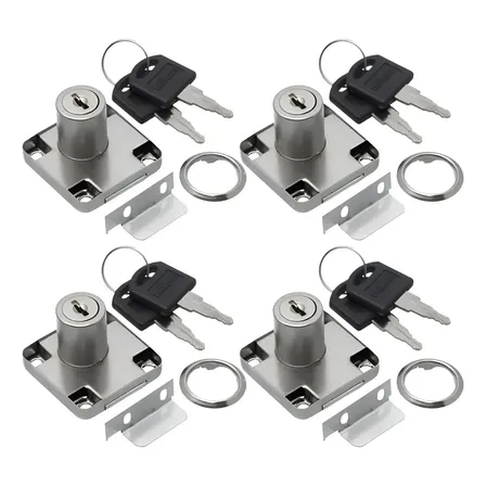 Cerradura Cajón Cuadrada De 22 Mm Locker Oficina X4 Unidades Niquelado