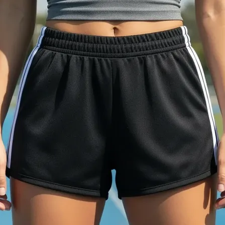 Short Mujer Deportivo Running Gimnasio Liviano Con Tiras Negro Liso 5