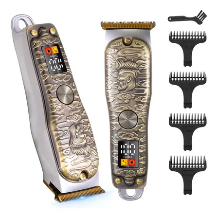 Máquina Cortapelo Recargable Para Barbería Dorado