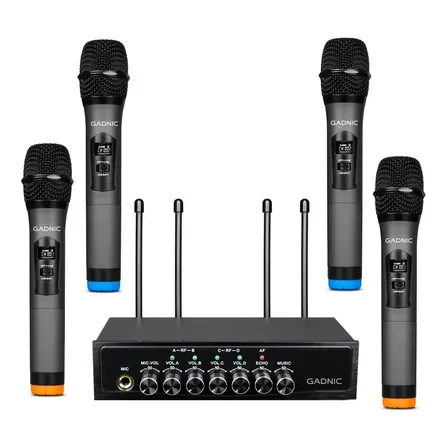 Set X 4 Micrófonos Inalámbricos Gadnic BT408 UHF Doble Profesional Para Eventos BT