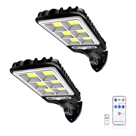 X2 Lámpara Exterior Solar Con Sensor Luces Control Remoto Negro Kit X2 Blanco Frío