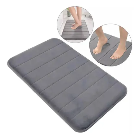 Alfombra De Baño Antideslizante Memory Foam Suave Absorbente, Confortable, Lavable, Secado Rápido, Ideal Para Salida De Ducha, Bañera Color Gris Moderno 40x60 Cm