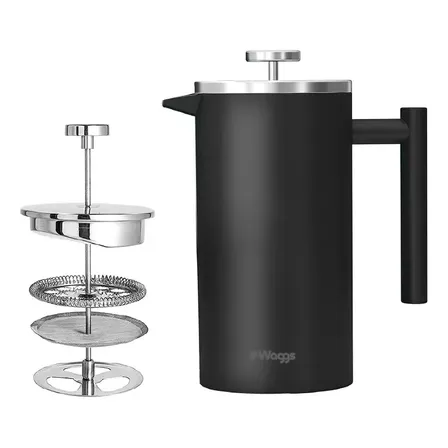 Cafetera Prensa Francesa Embolo Waggs Acero Inoxidable 350ml Negro