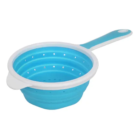 Colador De Silicona Plegable Con Mango Asa Redondo Aston Color Azul