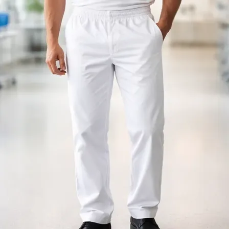Pantalon Nautico Algodon Trabajo Uniforme Limpieza Blanco Xl Liso
