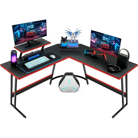 Escritorio Gamer En L Gadnic Mfc Textura Carbono Estructura Acero Medidas 130x50x74