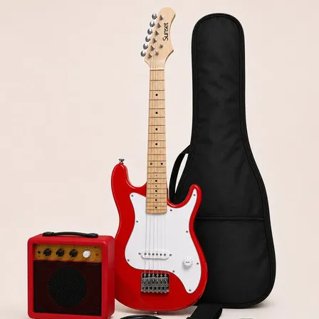 Guitarra Eléctrica Sunset Stratocaster St33r De Niños + Acc Diestro Rojo Arce