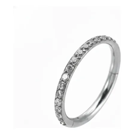 Piercing Titanio G23 Argolla Con Piedras Plateado