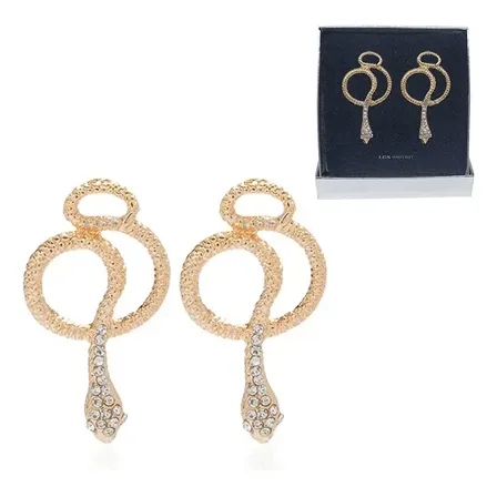 Aros Serpiente Baño Oro 18k Con Estuche De Regalo