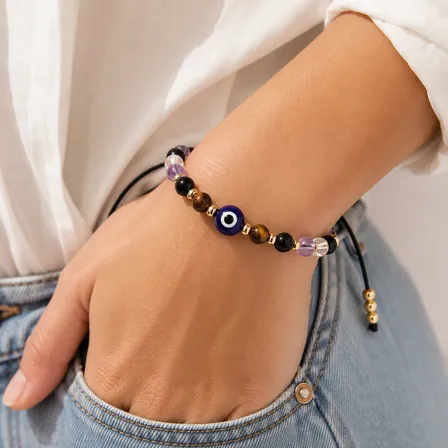 Pulsera Ojo Turco Protección Quíntuple, Elegante Minimalista