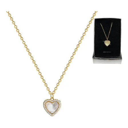 Collar Corazón Gema Baño Oro 18k Con Estuche Regalo