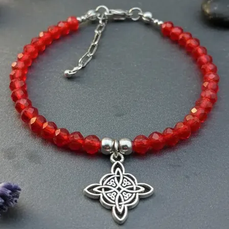 Pulsera Protección Nudo De Bruja Con Triskel Cristales