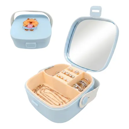 Alhajero Joyero Caja Organizador Joyas Anillos Y Accesorios Color Azul Claro