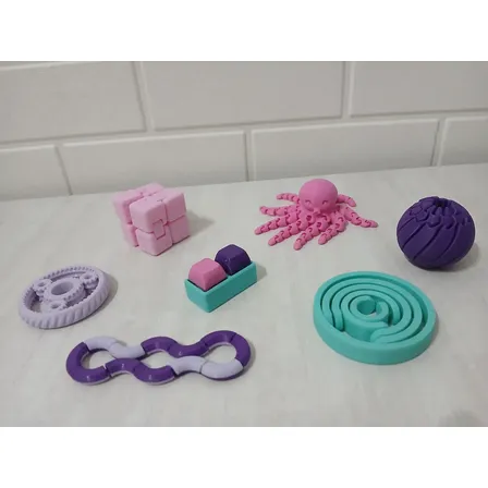 Kit Sensorial  Fidget Toys Antiestres Calma  Pack X7 3d Rosa