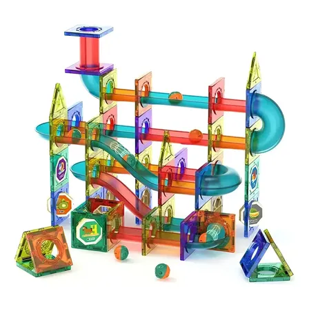 Bloques Magneticos Para Armar Laberinto Bolitas 199 Piezas | Juego Didáctico Infantil Imantado Construcción Magnética 3D Educativa Creativa Compatible Con Imanes Y Pistas
