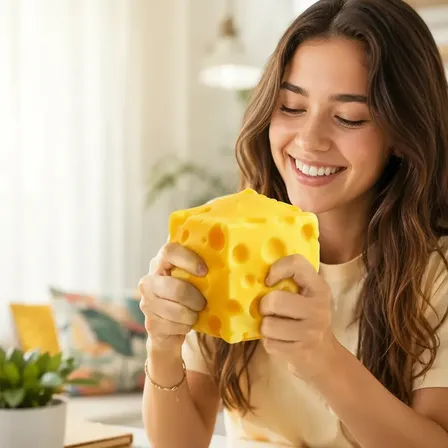Squishy  Queso Virales Tiktok Antiestrés Mediano Regalo Niño Amarillo