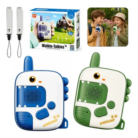 Walkie Talkie Infantil Dinosaurio 2 Unidades Verde Y Azul Alcance 300 M Sonido Claro 3 Pilas AAA Con 2 Lanyards Aventuras Al Aire Libre Caja De Regalo Juego En Equipo Para Niños +3 Años Lictin
