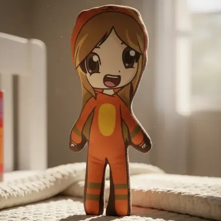 Muñeca Peluche Apego Almohadita Lyna Y Familia Mandarina Hermana