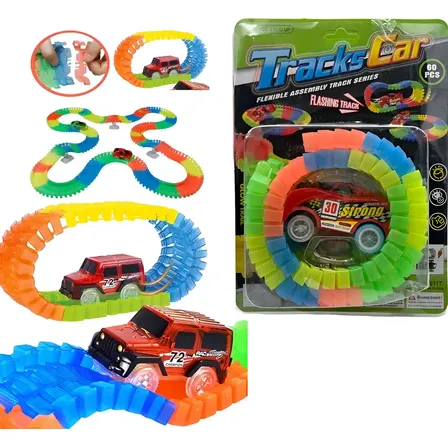 Pista Luminosa 60 Piezas Patagonia Home Con Auto Color Multicolor