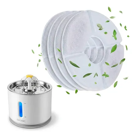 Repuesto Filtro Bebedero Mascotas Gadnic PETBEB01 PETBEB02 Pack 4 Filtros Carbon Activado Resina Iónica Para Fuentes 1.6 a 2.5 L