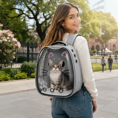 Mochila Transparente Transpirable Para Gatos Y Mascotas